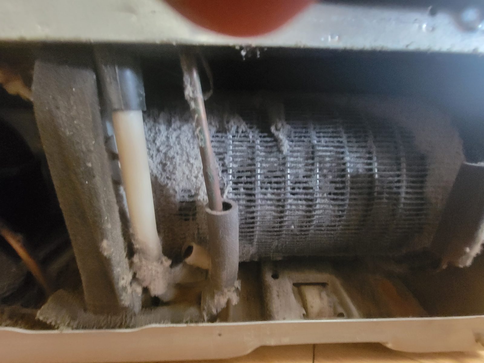 Dirty refrigerator condenser coils
