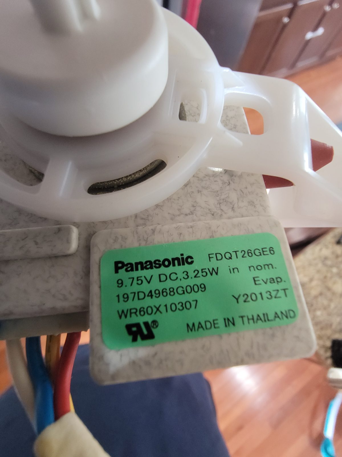 Refrigerator evaporator fan motor